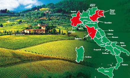 Landkarte der Anbaugebiete von Wein aus Italien Landkarte der Anbaugebiete von Wein aus Italien