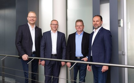 Manfred Hayböck, Geschäftsführer Transgourmet Österreich; Johannes Starrermayr, Geschäftsführer Gastro Profi; Wolfgang Hochreiter, bisheriger Eigentümer Gastro Profi und Thomas Panholzer, Geschäftsführer Transgourmet Österreich