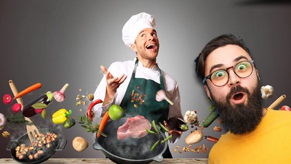 Koch und Mann mit Vollbart