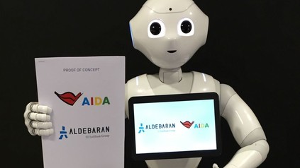 Roboter Pepper auf einem AIDA-Schiff