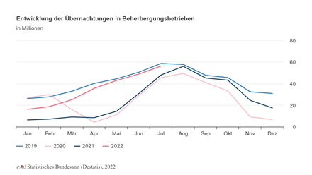 Entwicklung der Übernachtungen n Beherbergungsbetrieben