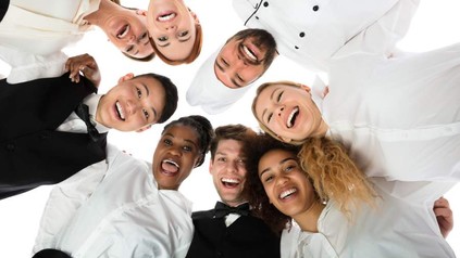 Küchenpersonal Froschperspektive