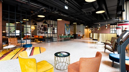 Lobby des neuen Gambino Hotels Werksviertel in München
