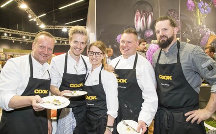 Die hoch dotierten Gastköche auf der „PUR 2019“: Hubert Wallner (Saag ja), Anna Haumer und Valentin Gruber-Kalteis, Rupert Pferzinger und Mario Döring