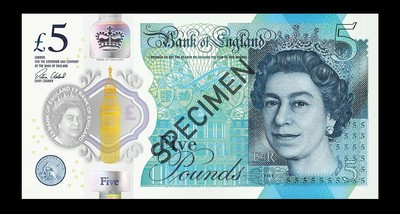 Neue britische Fünf-Pfund-Note
