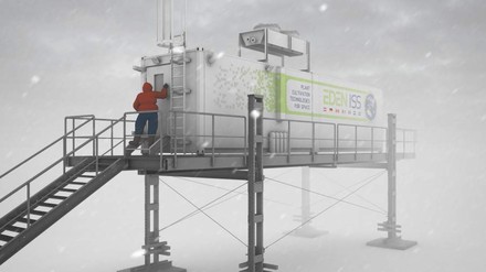 Die geplante Gemüsezuchtanlage in der Antarktis als Computeranimation