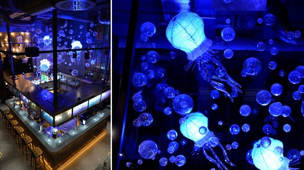 Lichtinstallation in der neuen Nautilo-Bar im Radisson Blu Senator Hotel, Lübeck