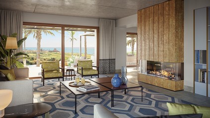 Wohnzimmer einer der privaten Villen im Verdura Resorts der Rocco Forte Hotels auf Sizilien