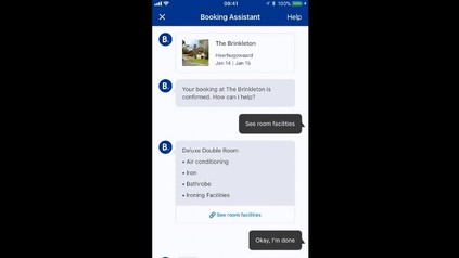 Der Booking Assistant auf einem Smartphone geöffnet