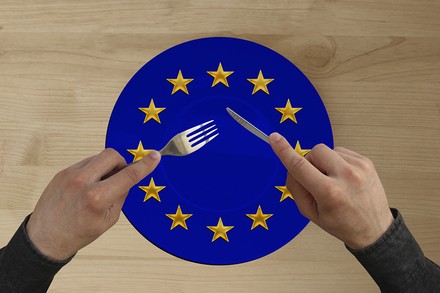 Ein Teller mit einem EU-Symbol
