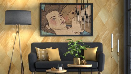 Sofa mit Tisch und Lampe