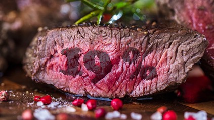 Ein Stück fFelisch, auf dem 19 % steht