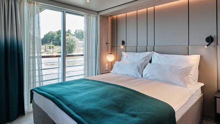 Kabinenansicht an Deck der A-Rosa-Sena.