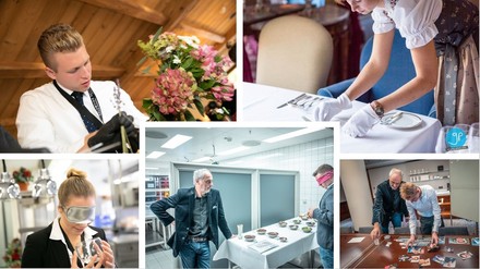 Eine Fotocallage von Azubis