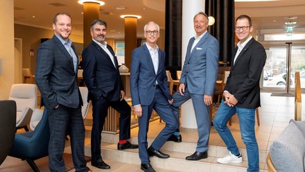 Gruppenfoto des HDV-Vorstands um Andreas Neininger, Oliver Mathée, Bernhard Langemeyer, Jürgen Gangl und David Depenau