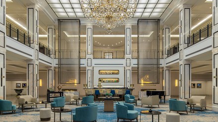 Hier in der Lobby können Gäste des JW Marriott Hotels Berlin verweilen.