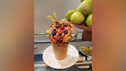 Eine Bubble Waffel.