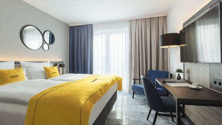 Ein Zimmer im acora Living the City Augsburg