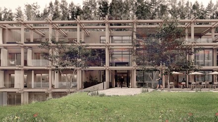 Optisch fügt sich das Hotel Bergblick wunderbar in die Natur ein. (Foto: © beham architekten)