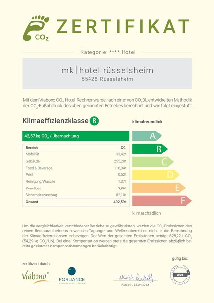 Das Viabono-Zertifikat. (Foto: ©mk|hotel rüsselsheim)