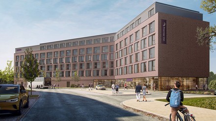 So wird das neue Premier Inn Lübeck, eine Projektentwicklung von Citygrove, bei der Fertigstellung in 2024 aussehen. (Foto: © beyond visual arts)