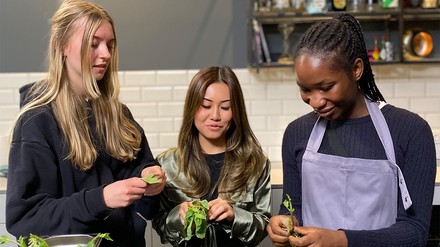 Drei junge Frauen beim Kochen