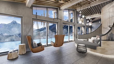Rendering: Panoramablick auf Sölden. Rendering: Ein Blick in eine der neu gestalteten Suiten. (Foto: Rendering: So soll Das Central bald aussehen. (Foto: © Das Central)