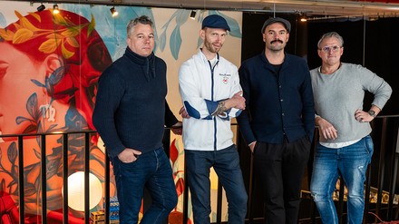 Hinter dem Projekt Stories V stehen (von links): Sven Günther (Bliss Group), Boris Rommel, Pascal Baumgärtner (Metropolink’s Commissary) und Swen Schmidt (Bliss Group). (Foto: ©  Bliss Group)