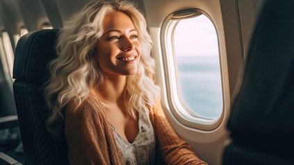 Frau im Flugzeug