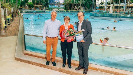 Jörg Wund (Inhaber Therme Erding), Frau Aschenbrenner (Hotelmanagerin Hotel Apfelbaum), Herr Pompl (Geschäftsführer Hotel Apfelbaum)