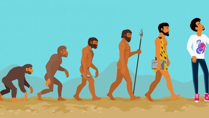 Evolution Mensch mit Selfie Stick