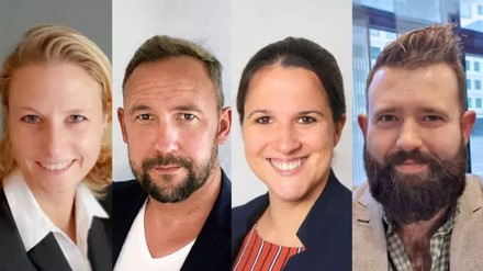 .): Carina Lenzen, Carsten Riga, Miriam Saalmann und Chris Weston – Neue Cluster-Manager und Area General Manager bei Premier Inn Deutschland