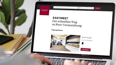 Bildschirm mit dem neuen Programm Easy Meet von Leonardo Hotels