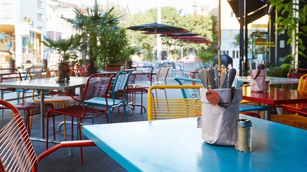 Die Terrasse des 25hour Hotels in Zürich