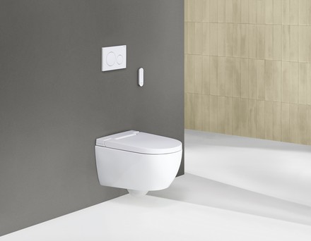 Das schlichte und elegante Design des Geberit AquaClean Alba von Christoph Behling mit geschlossenem Keramikkörper fügt sich in jeden Badezimmerstil ein.