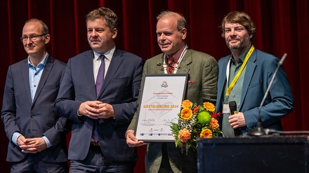 Dr. Robert Franke, Geschäftsführer Investitions- und Marketinggesellschaft Sachsen-Anhalt mbH; Sven Schulze, Minister für Wirtschaft, Tourismus, Landwirtschaft und Forsten des Landes Sachsen-Anhalt; Dr. Clemens Ritter von Kempski, Geschäftsführer Ritter von Kempski Privathotels; Martin Schulze, Geschäftsführer Landestourismusverband Sachsen-Anhalt e.V.