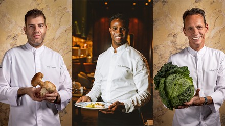 Executive Sous Chef Nikos Argyriou vom Hotel Imperial Wien, Executive Chef Claudio Semedo Borges vom Prince de Galles Paris und Executive Chef Andreas Mahl vom Hotel Imperial Wien