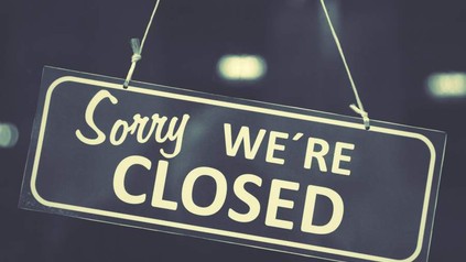 Schild "sorry we're closed"