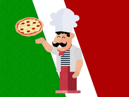 Pizzabäcker auf Italien Flagge