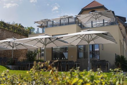 Maßgefertigte BigBen Schirme beim Hotel Kehrs in Erfurt