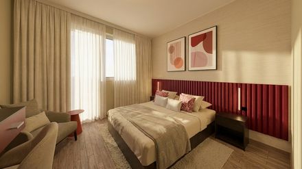 Rendering einer Zimmers der Marke „Series by Marriott“