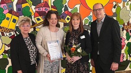 Constanze Hildebrandt, Geschäftsführerin der Agentur für Arbeit Eberswalde; Katrin Jäkel, Personalreferentin im Ahorn Seehotel Templin; Virginia John, Direktionsassistentin im Ahorn Seehotel Templin; Michael Völker, Leiter des Geschäftsbereichs Aus- und Weiterbildung der IHK Ostbrandenburg