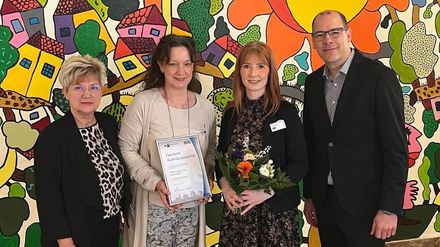 Constanze Hildebrandt, Geschäftsführerin der Agentur für Arbeit Eberswalde; Katrin Jäkel, Personalreferentin im Ahorn Seehotel Templin; Virginia John, Direktionsassistentin im Ahorn Seehotel Templin; Michael Völker, Leiter des Geschäftsbereichs Aus- und Weiterbildung der IHK Ostbrandenburg