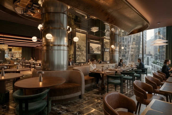 Restaurantbereich im geplanten Radisson Collection Hotel in Frankfurt