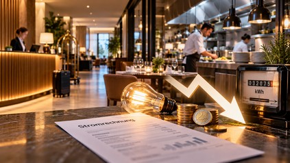 Rezeption und Küchenpass mit Glühbirne