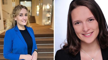 Sina Dobslaw (Adina Hotel Berlin Checkpoint Charlie) und Sandy Fischer (Adina Hotel Hamburg Michel). (Foto: © Adina Hotels)