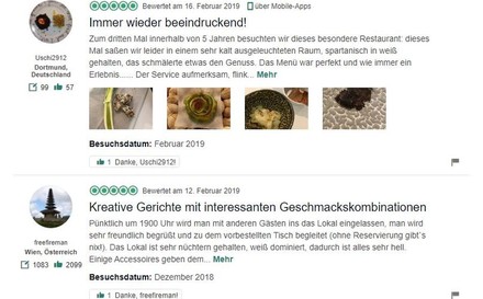 TripAdvisor-Kritiken eines Restaurants