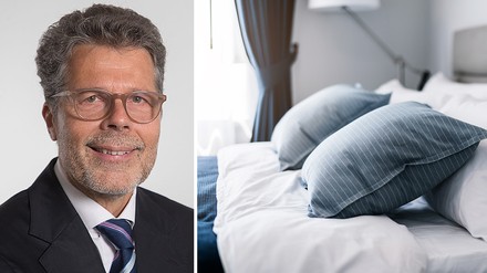 ÖHV-Vizepräsident Walter Veit; Ausschnitt eines Hotelbettes
