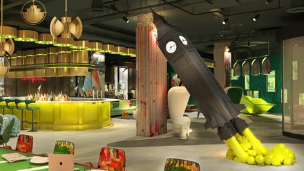 Eine Hotellobby im trendigen Design