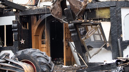 Die ausgebrannte Schwarzwaldstube in der Traube Tonbach